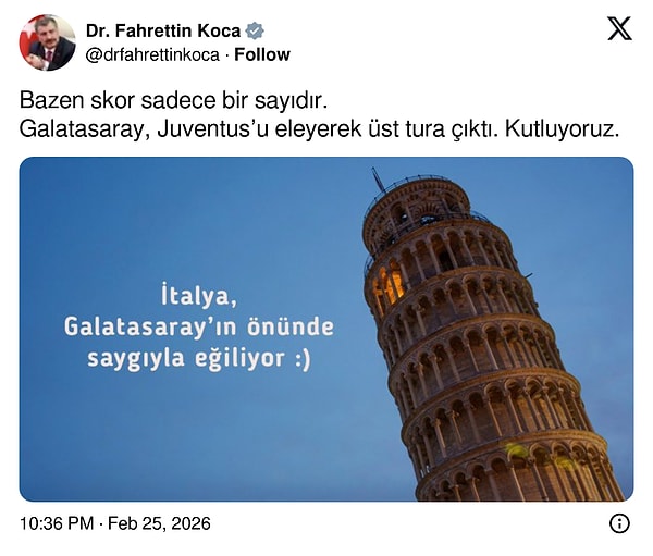 Eski Bakan Fahrettin Koca’nın paylaşımı 👇
