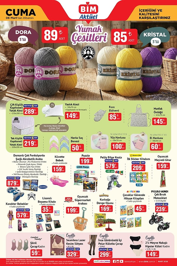 Yumak Çeşitleri Dora 3'lü 89 TL