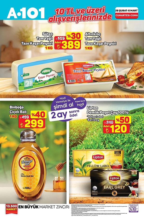 10 TL ve üzeri alışverişlerde;