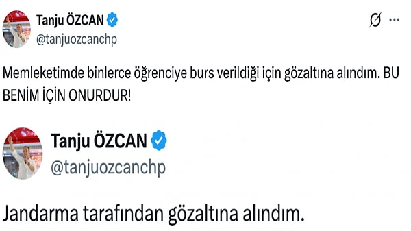 Tanju Özcan gözaltına alındı. Bolu Belediye Başkanı X hesabından şu paylaşımları yaptı: