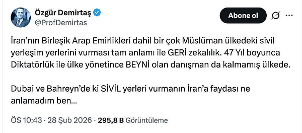 Özgür Demirtaş'ın paylaşımı şöyleydi;