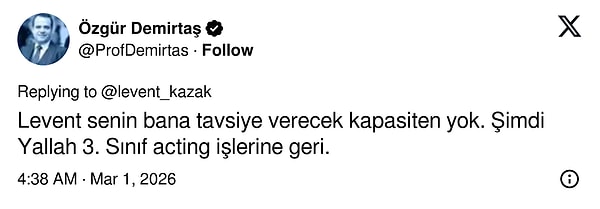 Özgür Demirtaş'ın bu yanıtı "şimdilik" kavgayı bitiren hamle oldu.