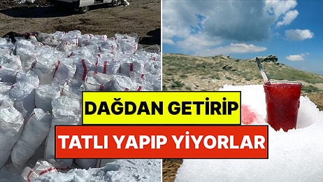 Dağdan Karları Çuvalla Toplayıp Yaza Kadar Saklıyorlar: Tatlı Yapıp Yiyorlar
