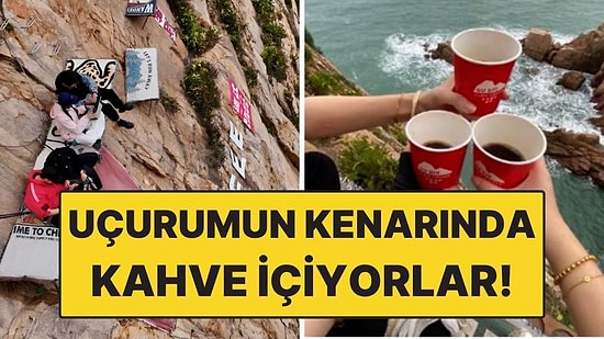 Uçurumun Kenarında Kahve İçebileceğiniz İlginç Kafe! Halatla İniliyor