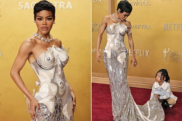 Teyana Taylor, a renowned figure in Hollywood, captured attention not just with her graceful presence, but also with a touching moment on the red carpet that brought smiles to many faces.