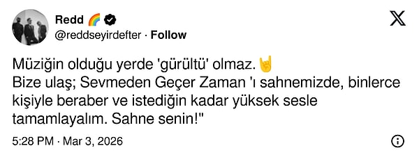 Ünlü grubun sosyal medya hesabından genç müzisyene büyük bir jest geldi.