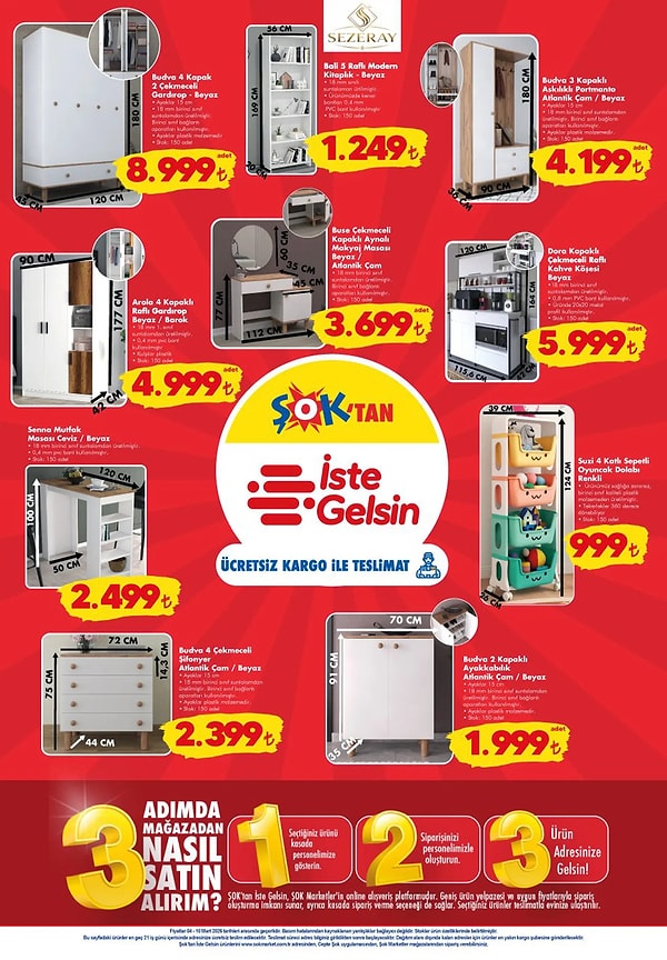 Budva 4 Kapak 2 Çekmeceli Gardırop 8.999 TL