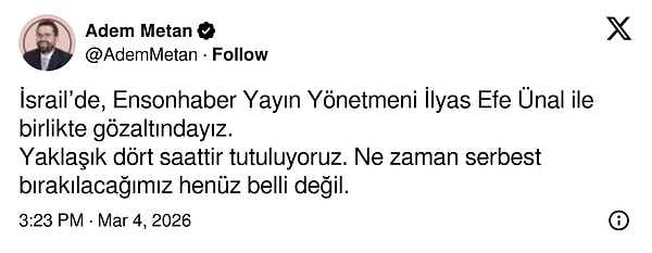 Adem Metan'ın paylaşımı