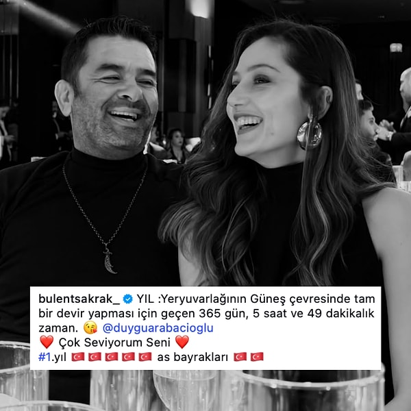 Duygu Arabacıoğlu ile 1 yılı geride bırakan Bülent Şakrak, bu özel günü kutlamadan geçmedi; hatta gururla duyurdu.