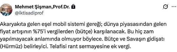 Prof. Dr. Mehmet Şişman: "Bu hiç zam yapılmayacak anlamında olmuyor."