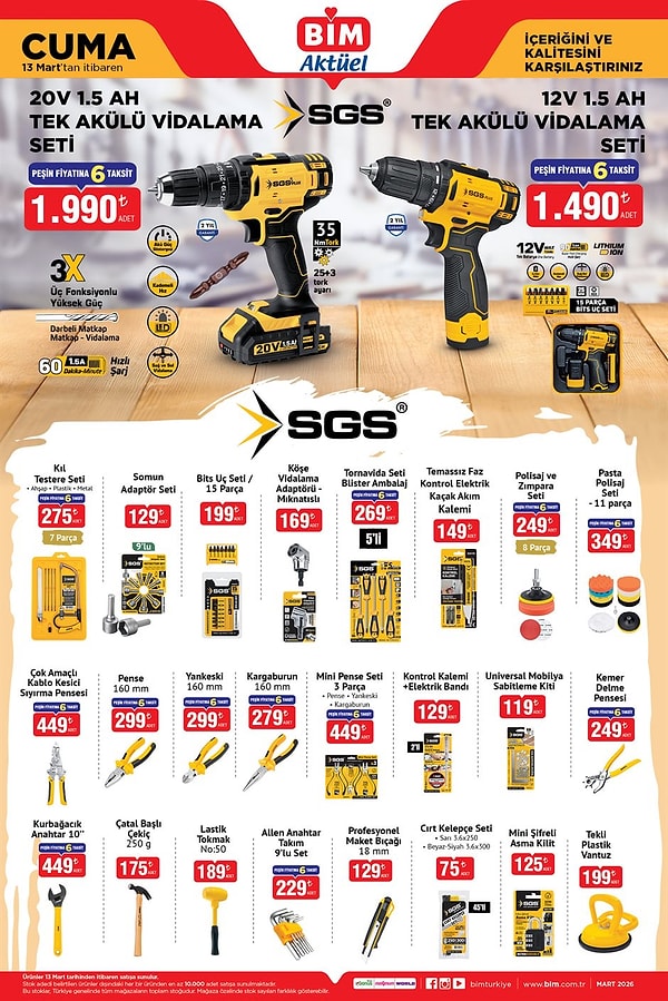 20V 1.5 AH Tek Akülü Vidalama Seti 1.990 TL