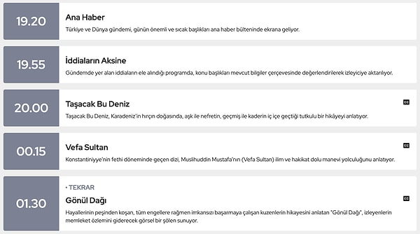 6 Mart Cuma TRT 1 yayın akışı: