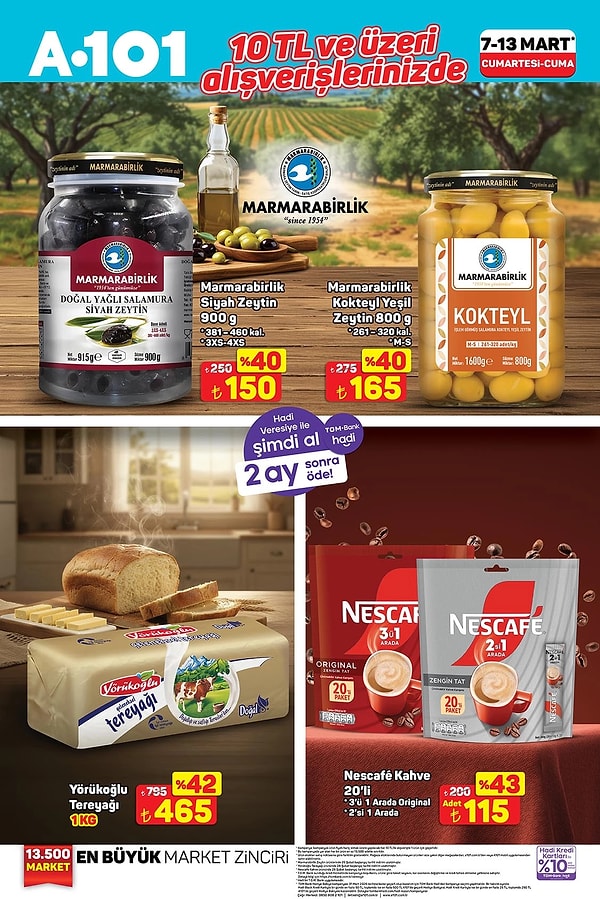 10 TL ve üzeri alışverişlerde;