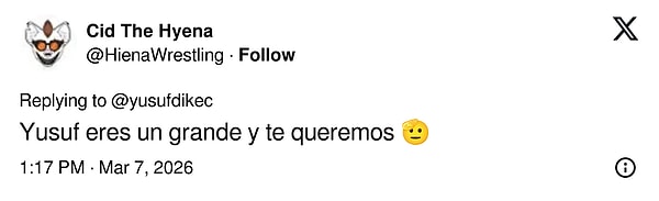 "Yusuf, sen harikasın ve seni seviyoruz!"