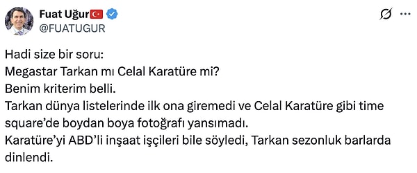 Uğur'un paylaşımı şöyleydi;