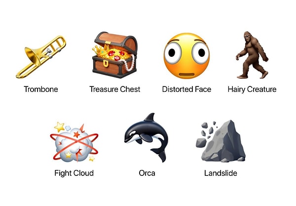 Yeni emoji setinden parçalar şu şekilde;