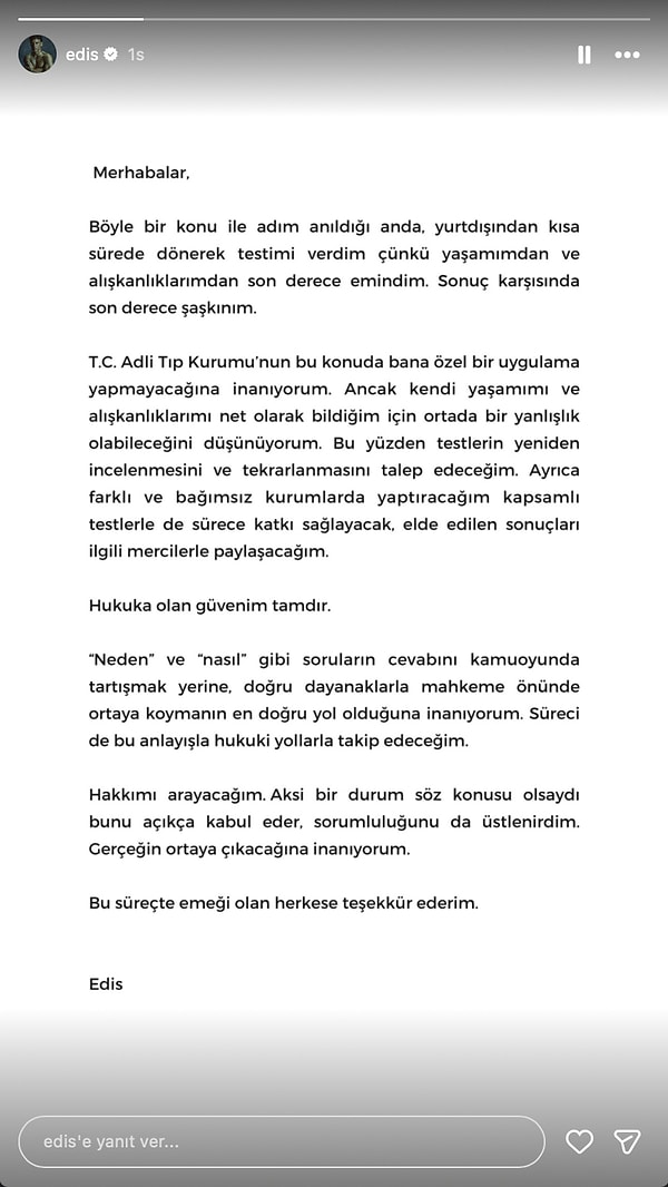 Geçtiğimiz saatlerde Edis'in testinin pozitif çıktığı duyuruldu.