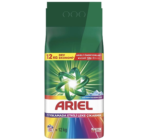 Lekelere veda, renklere can: 12 kg dev boy Ariel deterjan!