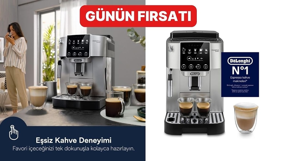 Günün Fırsatı: Evde Barista Deneyimi Yaşatan De'Longhi Tam Otomatik Espresso Makinesi İndirimde!
