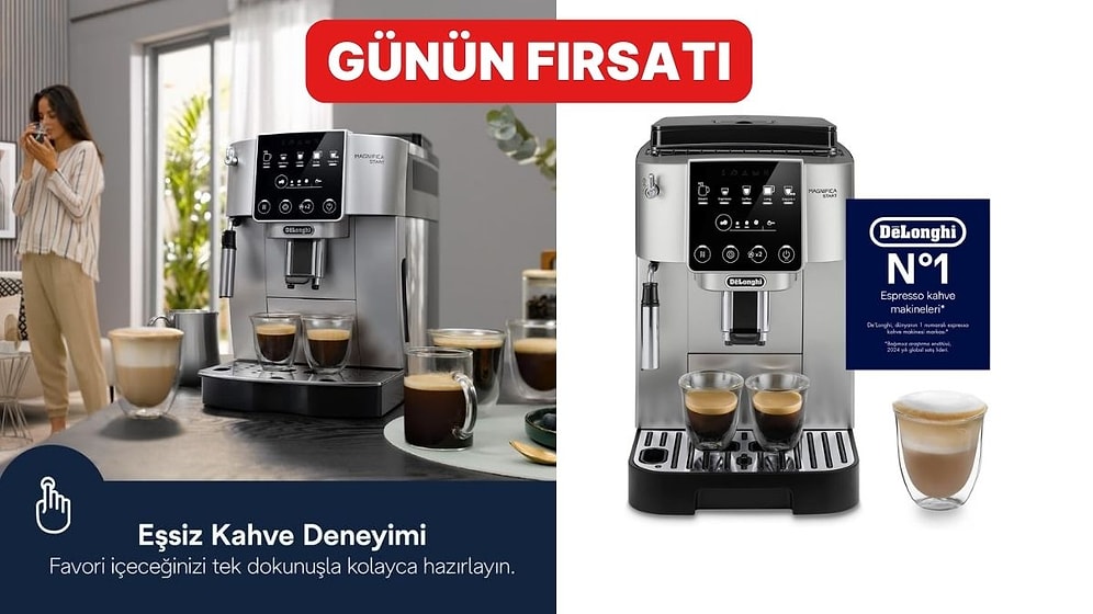 Günün Fırsatı: Evde Barista Deneyimi Yaşatan De'Longhi Tam Otomatik Espresso Makinesi İndirimde!