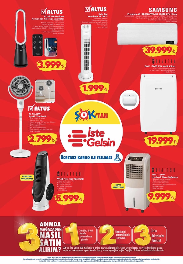 Altus Uzaktan Kumandalı Kule Tipi Vantilatör 3.999 TL