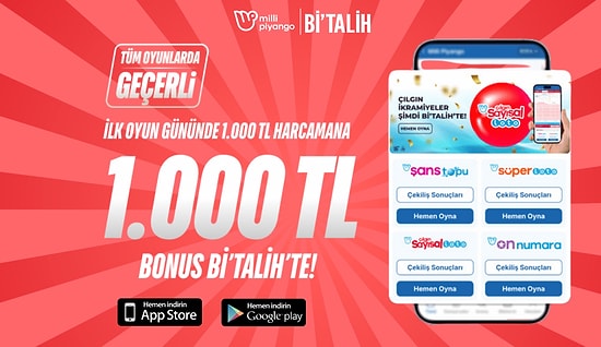 Milli Piyango ve Sayısal Oyunlar Şimdi Bi'Talih'te 1000 TL Bonus ile!