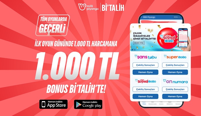 Milli Piyango ve Sayısal Oyunlar Şimdi Bi'Talih'te 1000 TL Bonus ile!