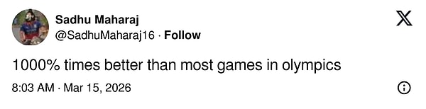 Olimpiyat oyunlarının çoğundan %1000 kat daha iyi.