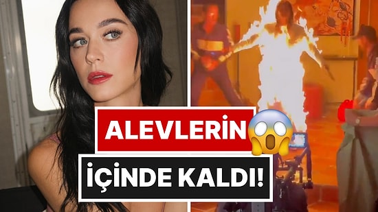 Katy Perry Klip Çekiminde Alevlerin Arasında Kaldı: Kamera Arkası Görüntüleri Panik Yarattı!