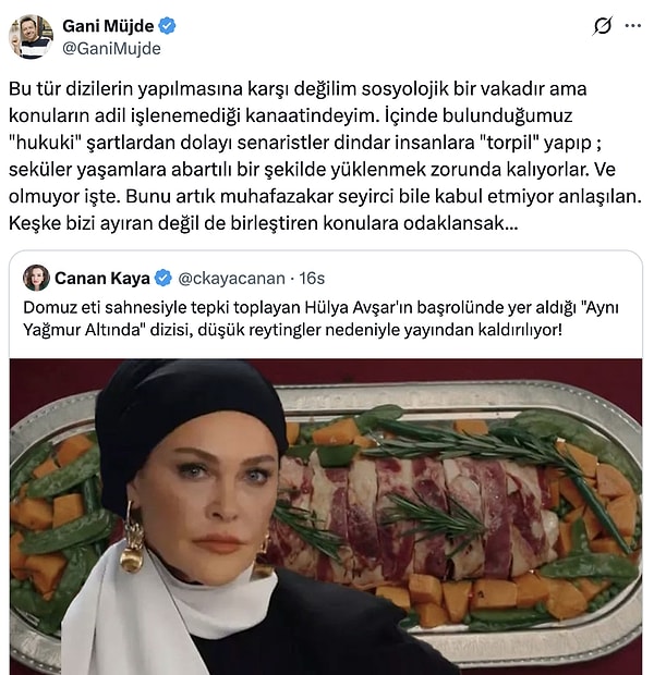 Ünlü senarist Gani Müjde, final kararının ardından "Keşke bizi ayıran değil de birleştiren konulara odaklansak..." diyerek eleştiride bulundu.