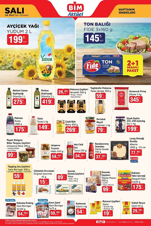 Yudum Ayçiçek Yağı 2 Litre 199 TL