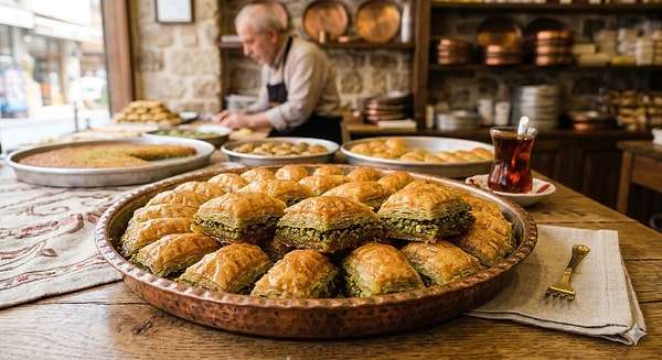 Bayramlık baklavalar tezgahtaki yerini aldı.