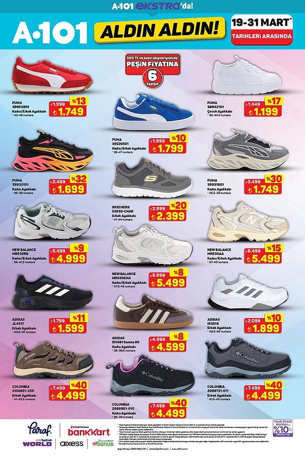 Columbia, New Balance, Adidas ve Puma Ayakkabı Çeşitleri