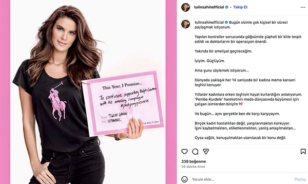 İşte Tülin Şahin'in o paylaşımı: