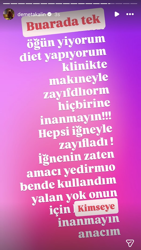 İşte Demet Akalın'ın o paylaşımı: