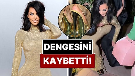 Kim Kardashian’ın Topuklu Ayakkabıları Olay Oldu: Yürürken Dengesini Kaybetti!