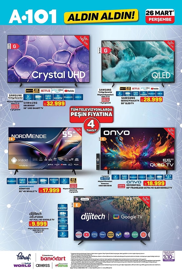 Samsung 58'' UHD Smart TV 32.999 TL