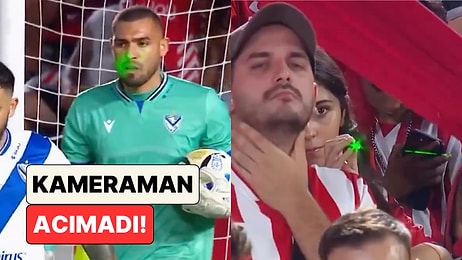 Maçta Rakip Kalecinin Gözüne Lazer Tutmaya Çalışan Taraftar Kameraman Tarafından Yakalandı