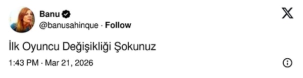 X platformunda paylaşılan “İlk oyuncu değişikliği şokunuz” tweeti kısa sürede çok sayıda kullanıcıya ulaştı.