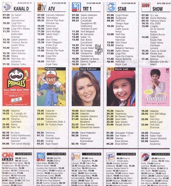 İşte 2000 yılına ait yayın akışı 👇