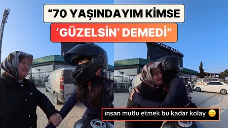 Motosikletli Bir Genç Kızdan Aldığı İltifat Karşısında Çok Duygulanan Teyze İzleyenleri de Duygulandırdı
