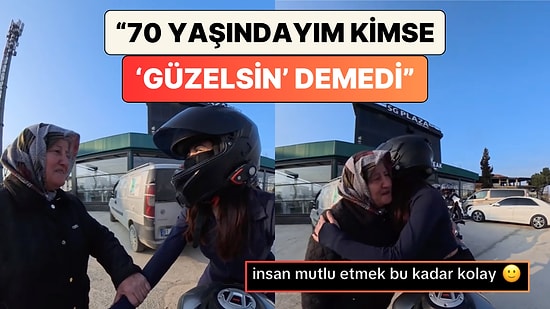 Motosikletli Bir Genç Kızdan Aldığı İltifat Karşısında Çok Duygulanan Teyze İzleyenleri de Duygulandırdı