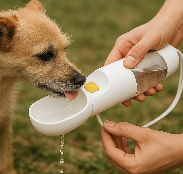 Seyahatte mama ve su derdine son: Portatif Evcil Hayvan Matarası!