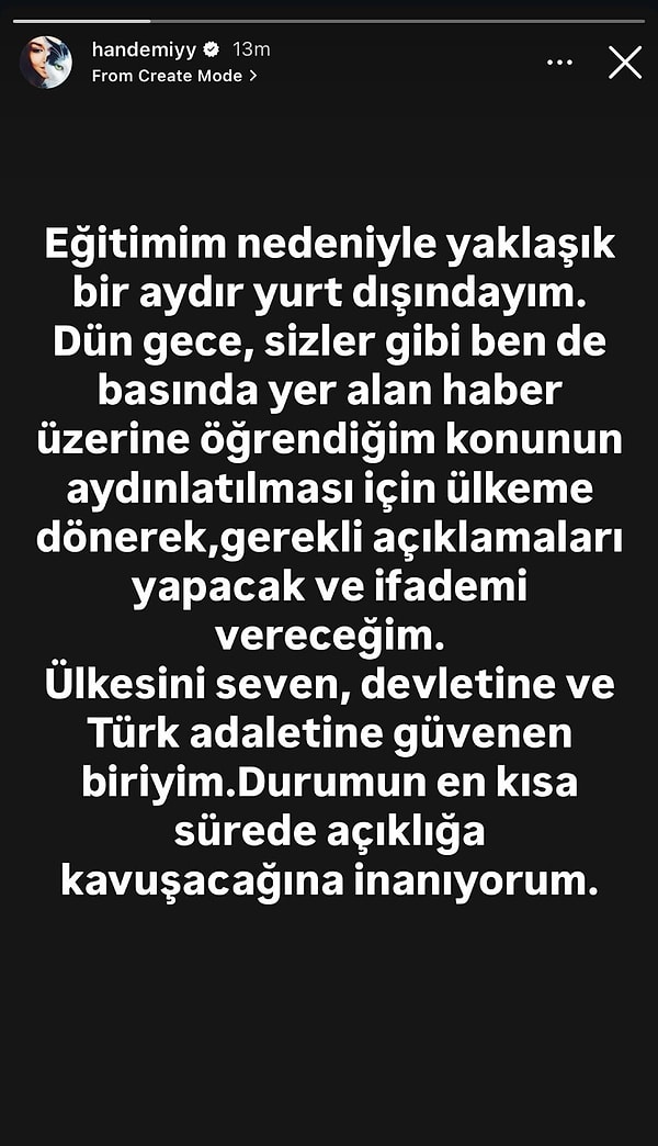 Hande Erçel’den açıklama geldi!