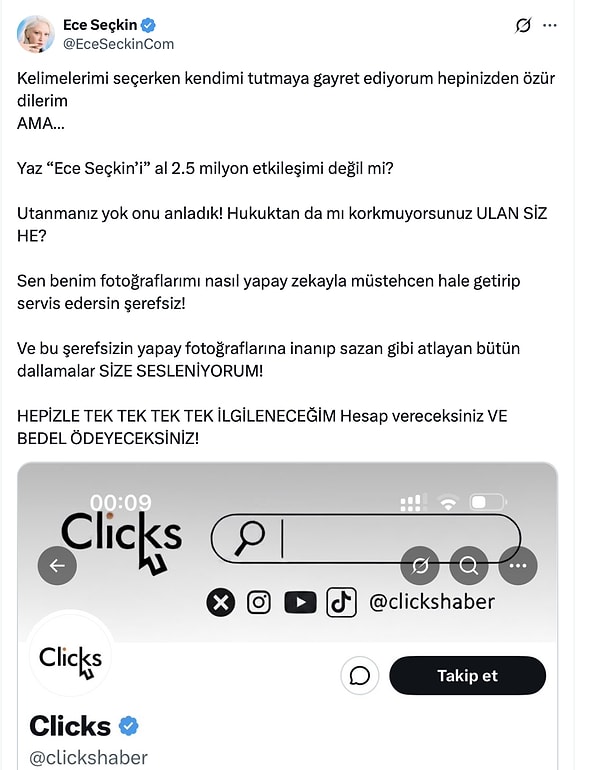 Derken olaylar Ece Seçkin’in sert çıkışıyla bambaşka bir boyuta taşındı!