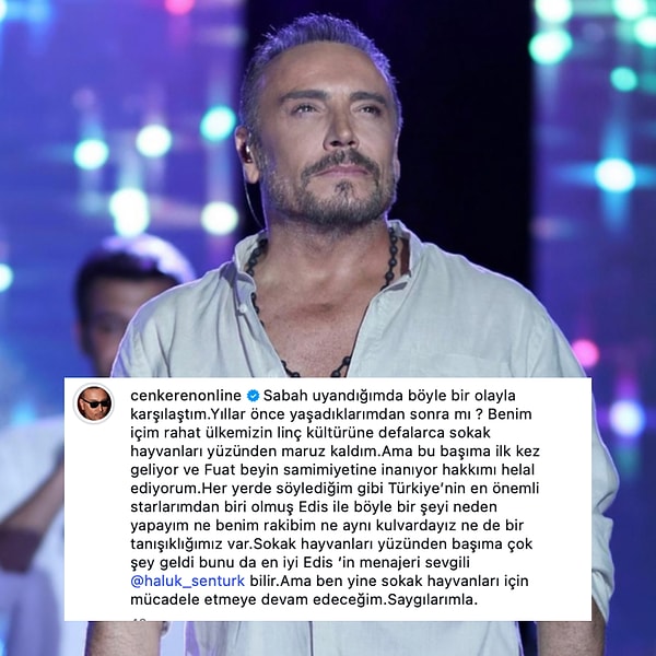 Öte yandan Cenk Eren de sessiz kalmadı.