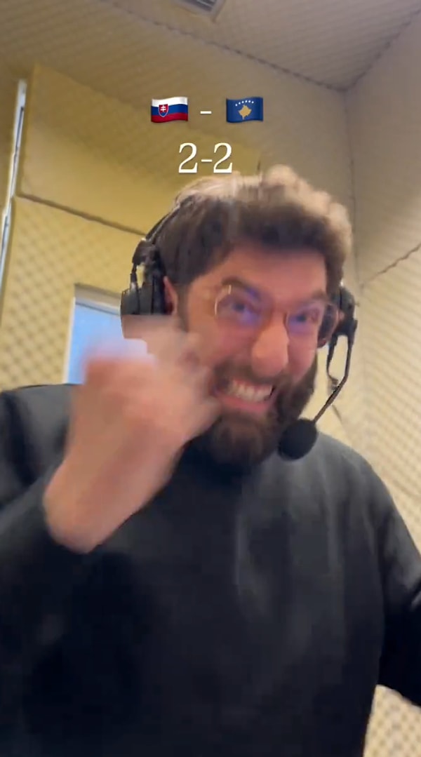 Kosovalı spiker Engjëll Berbatovci'nin gollere tepkisi sosyal medyada viral oldu.