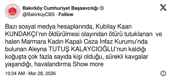 Bakırköy Cumhuriyet Başsavcılığı'nın resmi açıklaması da burada: