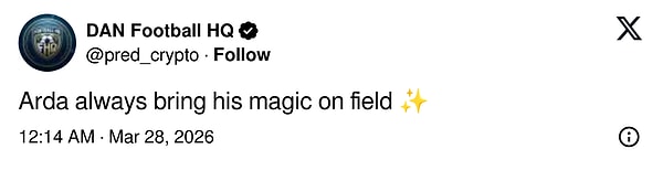 "Arda always weaves his magic on the field ✨"