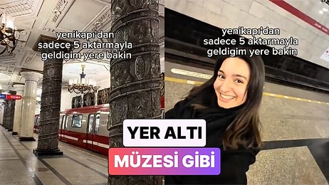 Rusya'nın Saint Petersburg Şehrine Seyahat Eden Kadın Müzeyi Aratmayan Metroyu Paylaştı